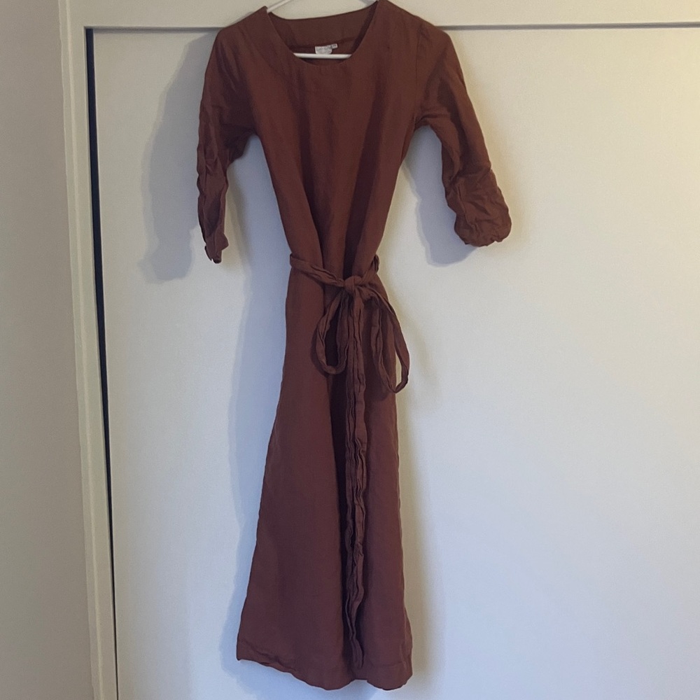 Brown / Burnt Orange Long Dress with Sleeves